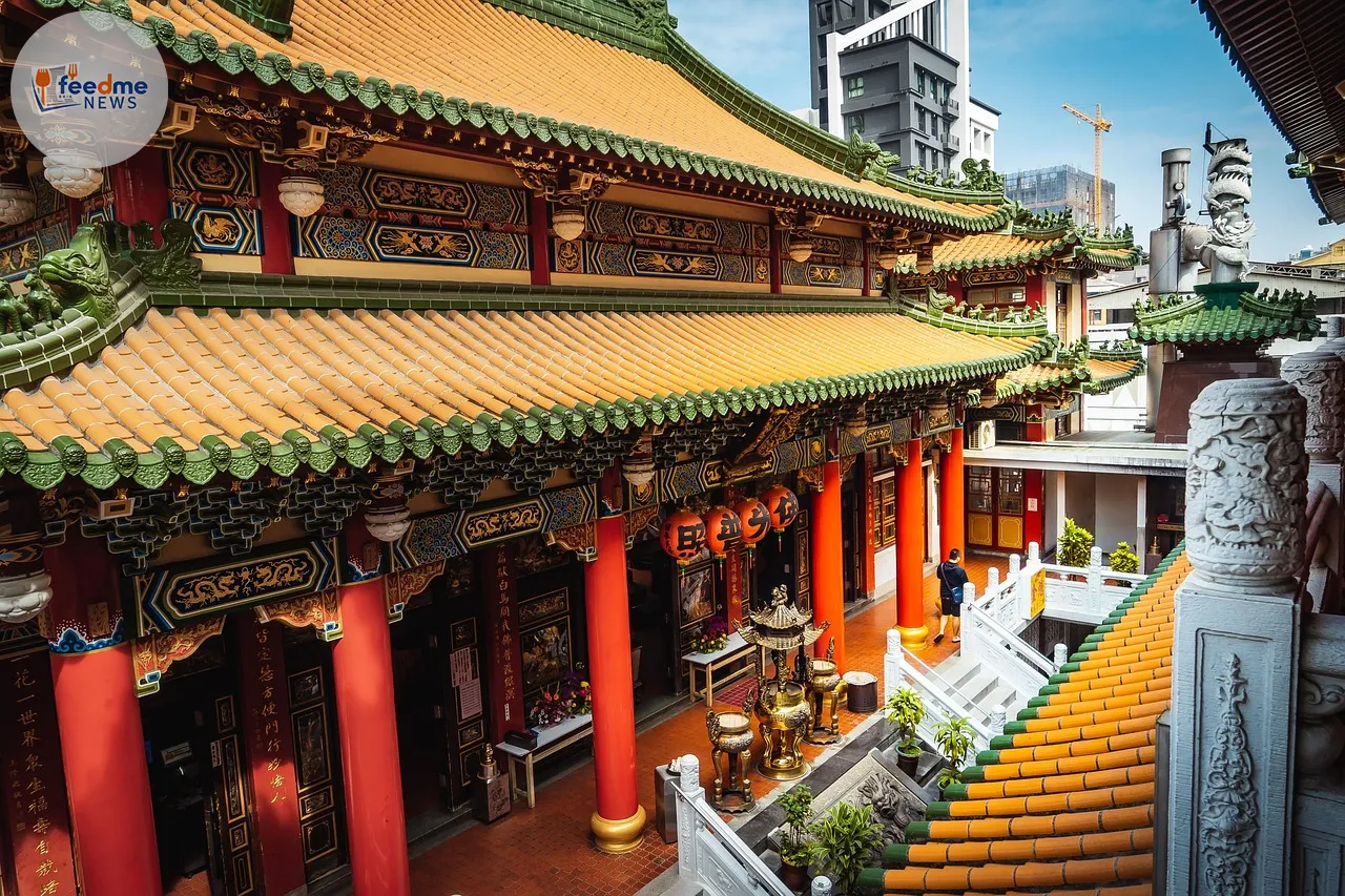 kaohsiung, temple, taiwan, chinese, old, traditional, red, art